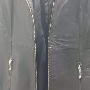 Newport News long leather coat